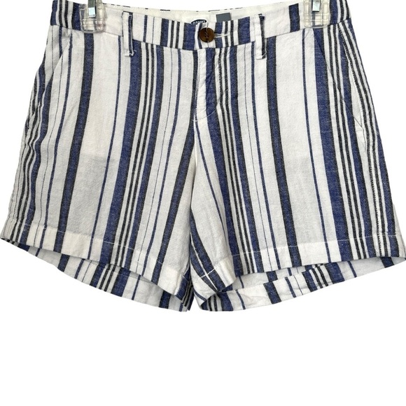 Old Navy Blue Black & White Striped Linen Blend Shorts Size 0 - Picture 1 of 7